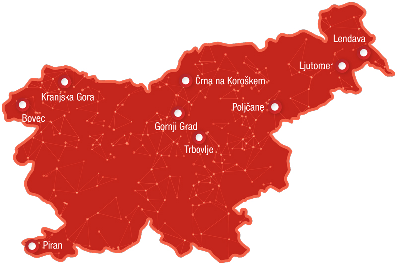 SLIKA ZEMLJEVIDA Z LOKACIJAMI TEČAJEV