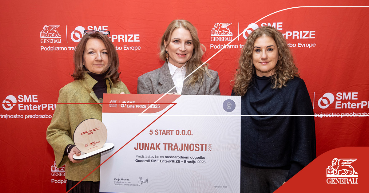 Podjetje 5 Start d.o.o. postal slovenski junak trajnosti 2025 - Generali